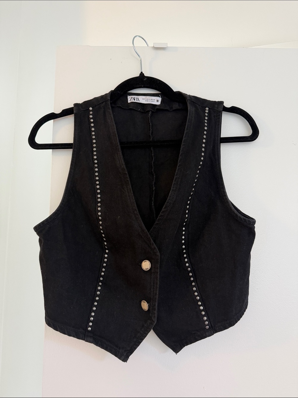 Zara Black Studded Cotton Vest